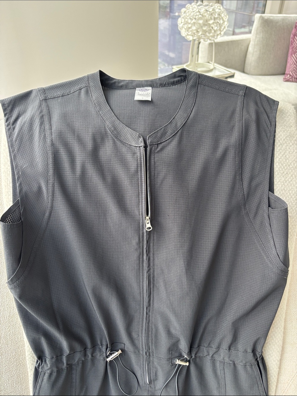 Black Athletic Zip-Front Romper - Picture 2 of 4